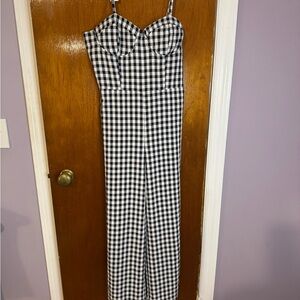 Privy Black and White Checkered Jumpsuit